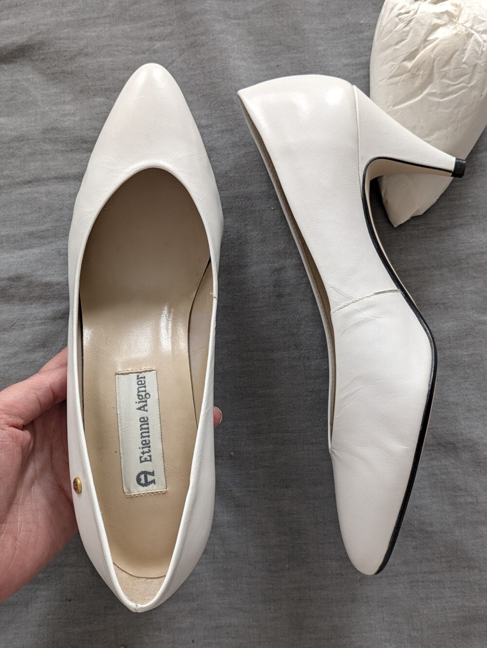 Etienne Aigner White Pointed Pumps